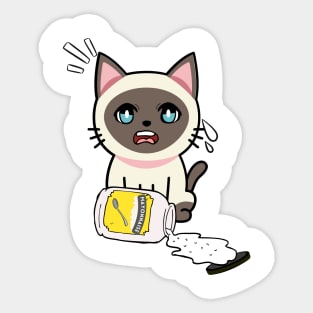 Funny Siamese cat spilled a jar of mayonnaise Sticker